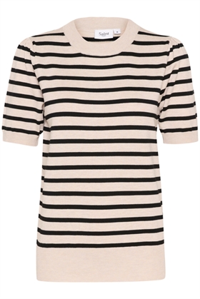 Saint Tropez Strik - MilaSZ Striped SS Pullover, Gray Morn Mila Stripe