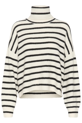 Gestuz Strik - AlphaGZ rollneck striped NOOS, Ivory Black Striped 