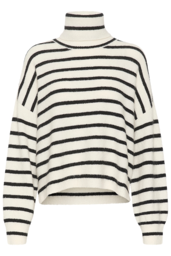 Gestuz Strik - AlphaGZ rollneck striped NOOS, Ivory Black Striped 