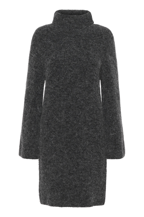 Gestuz strikkjole - AlphaGZ rollneck dress, Charcoal Melange